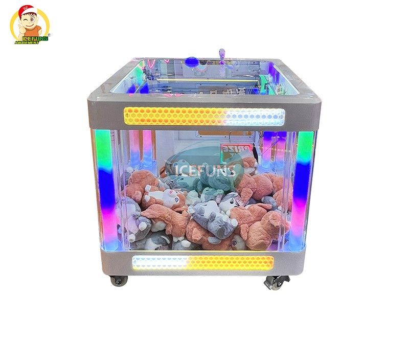 ICEFUNS CUBE FACTORY II White Single Player Claw Machine with LED Lights Arcade Prize Game for Shopping Malls and Entertainment Centers